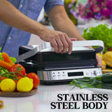 NNEMB 4-in-1 Smart Multi Contact Grill and Sandwich Panini Press-with Waffle Maker Plates