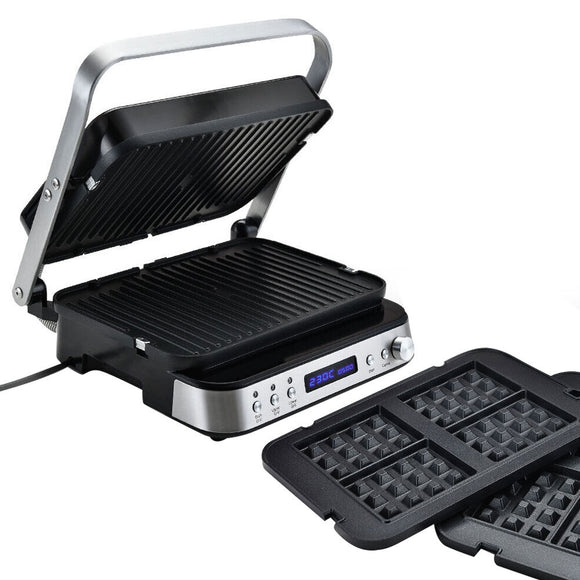 NNEMB 4-in-1 Smart Multi Contact Grill and Sandwich Panini Press-with Waffle Maker Plates