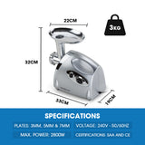 NNEMB 2800W Electric Meat Grinder Mincer Sausage Filler Kibbe Maker