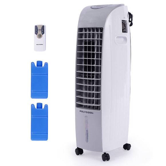 NNEMB 6L Evaporative Air Cooler Portable Household Fan-Purifier-Humidifier-Remote Control-White and Grey