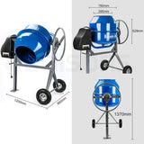 NNEMB 220L Portable Electric Concrete Cement Mixer