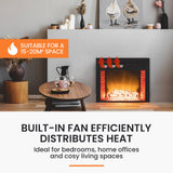 NNEMB 65cm Built In Recessed Electric Fireplace Heater with Flame Effect Options