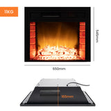 NNEMB 65cm Built In Recessed Electric Fireplace Heater with Flame Effect Options