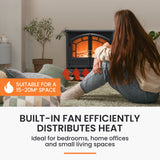 NNEMB Free Standing Electric Log Stove Fireplace Heater with Flame Effect