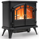 NNEMB Free Standing Electric Log Stove Fireplace Heater with Flame Effect