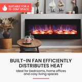 NNEMB 105cm Wall Mounted Electric Fireplace Heater with Flame Effect Options