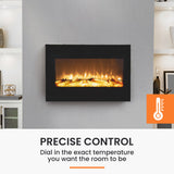 NNEMB 80cm Wall Mounted Electric Fireplace Heater with Flame Effect Options
