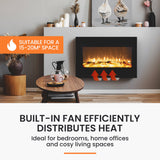 NNEMB 80cm Wall Mounted Electric Fireplace Heater with Flame Effect Options