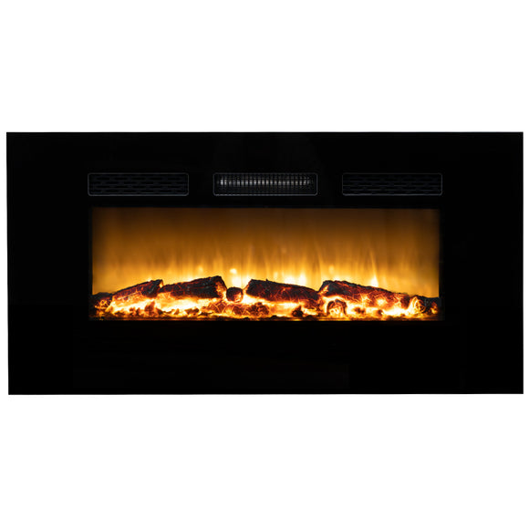 NNEMB 100cm Electric Log Stove Fireplace Heater Wall Mounted with Flame Effect