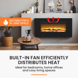 NNEMB 100cm Electric Log Stove Fireplace Heater Wall Mounted with Flame Effect