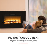 NNEMB 100cm Electric Log Stove Fireplace Heater Wall Mounted with Flame Effect