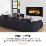 NNEMB 100cm Electric Log Stove Fireplace Heater Wall Mounted with Flame Effect
