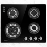 NNEDSZ Gas Cooktop 60cm 4 Burner Ceramic Glass Cook Top Stove Hob Cooker LPG NG Black