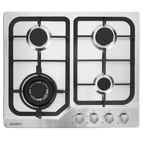 NNEDSZ Gas Cooktop 60cm Gas Stove Cooker 4 Burner Cook Top Konbs NG LPG Steel