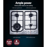 NNEDSZ Gas Cooktop 60cm Gas Stove Cooker 4 Burner Cook Top Konbs NG LPG Steel