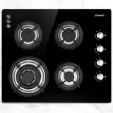 NNEDSZ Gas Cooktop 60cm 4 Burner Glass Cook Top Cooker Stove Hob NG LPG Black
