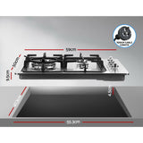 NNEDSZ Gas Cooktop 60cm Kitchen Stove 4 Burner Cook Top NG LPG Stainless Steel Silver
