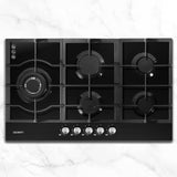 NNEDSZ Gas Cooktop 90cm 5 Burner Stove Hob Cooker Kitchen NG LPG Black Glass