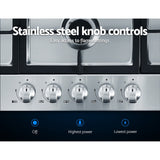 NNEDSZ Gas Cooktop 90cm Kitchen Stove Cooker 5 Burner Stainless Steel NG/LPG Silver