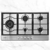 NNEDSZ Gas Cooktop 90cm Kitchen Stove Cooker 5 Burner Stainless Steel NG/LPG Silver