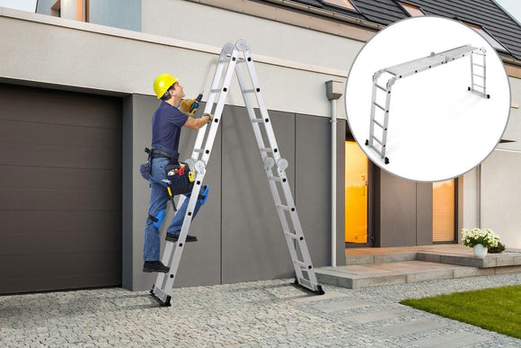 NNEKGE 4.7m Multipurpose Aluminium Foldable Ladder with Standing Platforms