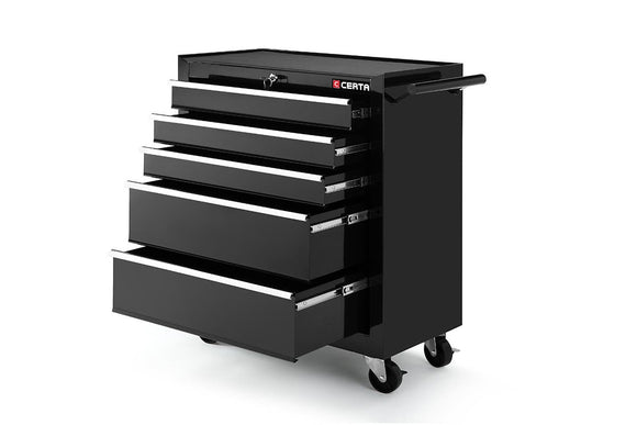 NNEKG Tool Box Storage Cabinet Trolley 5 Drawer Chest (Black)