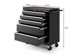 NNEKG Tool Box Storage Cabinet Trolley 5 Drawer Chest (Black)