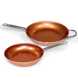NNEDPE 2 Set Copperwell Copper Frypan 24cm and 28cm