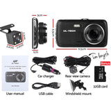 NNEDSZ 4 Inch Dual Camera Dash Camera - Black
