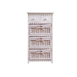 NNEDPE Bedroom Storage Dresser Chest 5 Drawers 3 Wicker Basket Cabinet
