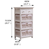 NNEDPE Bedroom Storage Dresser Chest 5 Drawers 3 Wicker Basket Cabinet