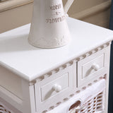 NNEDPE Bedroom Storage Dresser Chest 5 Drawers 3 Wicker Basket Cabinet