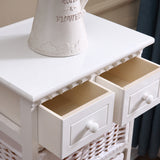 NNEDPE Bedroom Storage Dresser Chest 5 Drawers 3 Wicker Basket Cabinet
