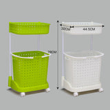 NNEDPE Bathroom Laundry Clothes Baskets Bin Removable Shelf Green