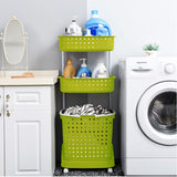 NNEDPE Bathroom Laundry Clothes Baskets Bin Removable Shelf Green
