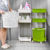 NNEDPE Bathroom Laundry Clothes Baskets Bin Removable Shelf Green