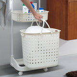NNEDPE Bathroom Laundry Clothes Baskets Bin Removable 3-Tier Shelf White