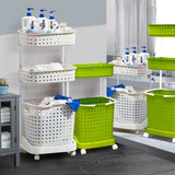 NNEDPE Bathroom Laundry Clothes Baskets Bin Removable Shelf Green