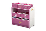 NNEKG Delta Children Princess Crown Multi Bin Toy Organiser (White Pink)