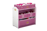 NNEKG Delta Children Princess Crown Multi Bin Toy Organiser (White Pink)