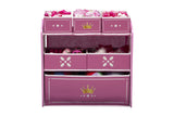 NNEKG Delta Children Princess Crown Multi Bin Toy Organiser (White Pink)