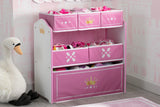 NNEKG Delta Children Princess Crown Multi Bin Toy Organiser (White Pink)