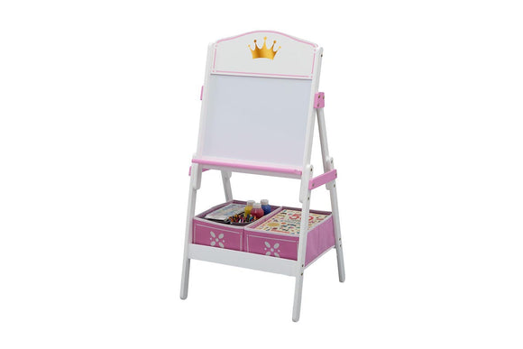 NNEKG Delta Children Princess Crown Wooden Activity Easel with Storage (White Pink)