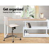 NNEDSZ Rotary Corner Desk with Bookshelf - Brown & White