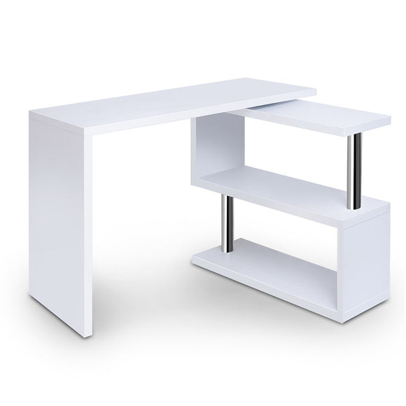 NNEDSZ Rotary Corner Desk with Bookshelf - White