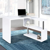 NNEDSZ Rotary Corner Desk with Bookshelf - White