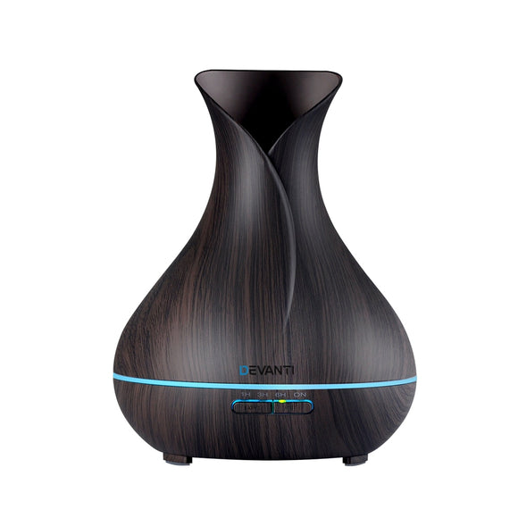 NNEDSZ 400ml 4 in 1 Aroma Diffuser with remote control- Dark Wood
