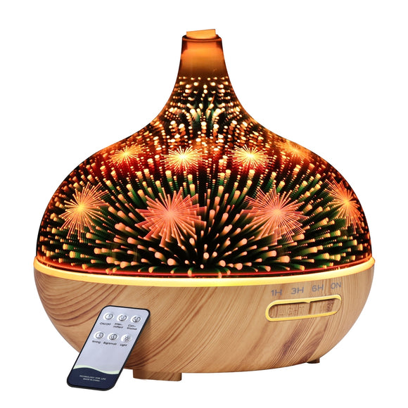 NNEDSZ Aroma Aromatherapy Diffuser 3D LED Night Light Firework Air Humidifier Purifier 400ml Remote Control