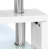 NNEDSZ 2 Tier Coffee Table Tempered Glass Stainless Steel White