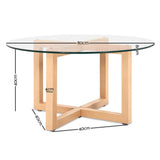 NNEDSZ Tempered Glass Round Coffee Table - Beige